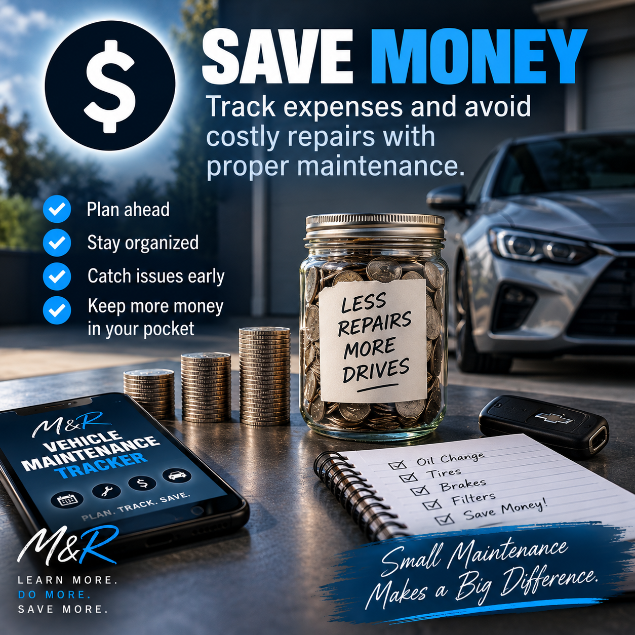 M&R Vehicle Maintenance Tracker | Fillable Digital PDF