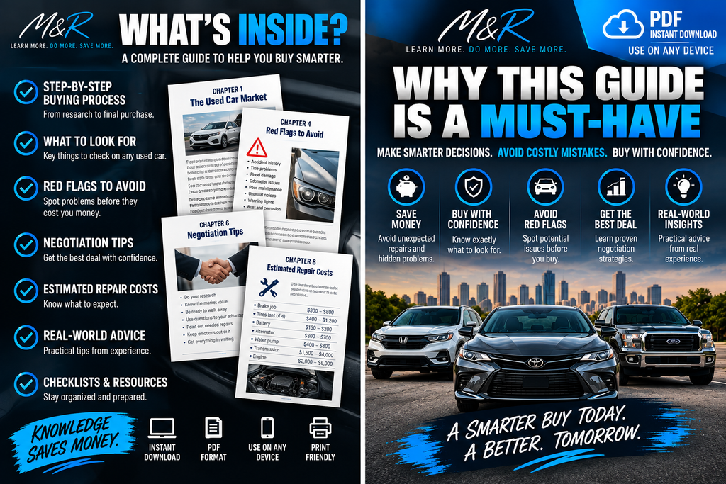 M&R Used Car Buyer's Guide supporting image showing what's inside and guide benefits